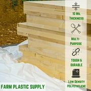 Farm Plastic Supply - White Plastic Sheeting - 10 mil - (20' x 100') - Thick Plastic Sheeting, Heavy Duty Polyethylene Film, Drop Cloth Vapor Barrier Covering for Crawl Space…