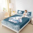 thumbnail image 4 of Homewish Kawaii Blue Rabbit Queen Sheet Sets for Girl, Winter Christmas Snowflake Flat Sheet, Cute Bunnies Animal Queen Fitted Sheet, Ultra Soft Bedroom Decor, 4 Pieces, 4 of 7