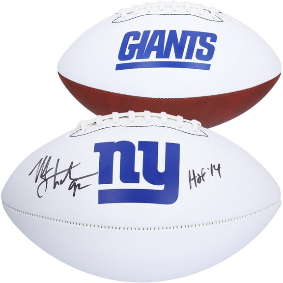 Michael Strahan New York Giants Autographed Franklin White Panel Football with "HOF 14" Inscription - Fanatics Authentic Certified