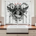 thumbnail image 2 of Ambesonne Hockey Kitchen Curtains, Skull with Sticks Stars, 55"x39", Black White Pale Grey, 2 of 3