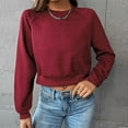 thumbnail image 2 of XuJwPNcy Womens Cropped Sweatshirt Soft Crewneck Long Sleeve Oversized Lightweight Basic Solid Color Crop Tops, 2 of 6