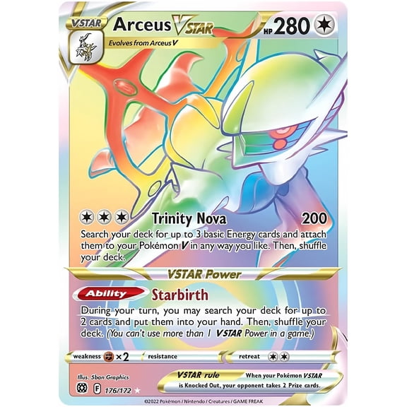 Tarjeta Pokémon Arceus VSTAR 176/172 Secreta, Rara y Brillante Estrellas