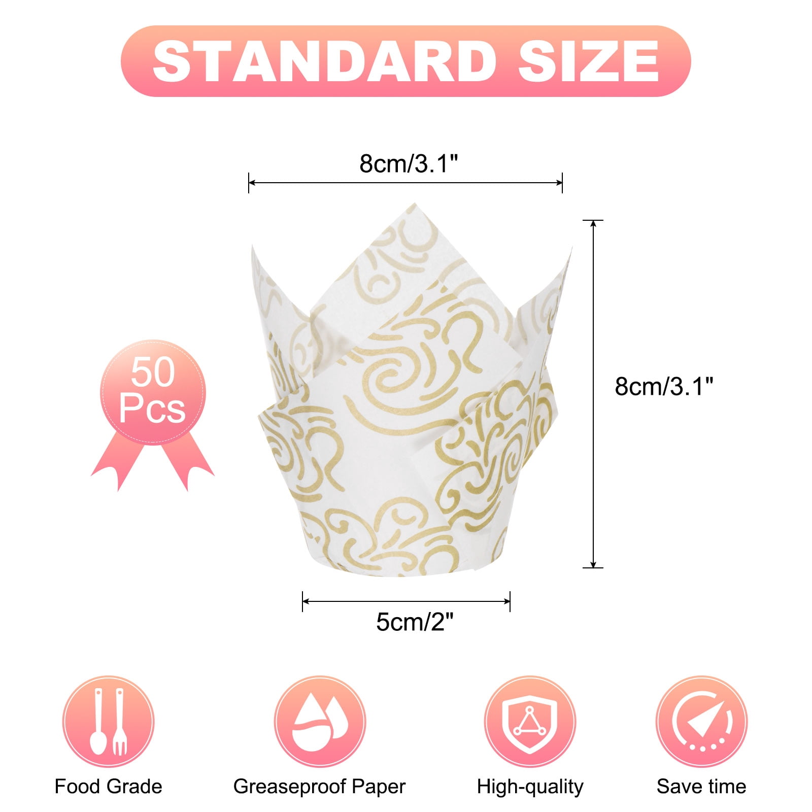 Unique Bargains Durable Tulip Baking Cups for Festivals and Special Occasions White