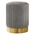 thumbnail image 1 of Monarch Specialties Ottoman, Pouf, Repose Pieds, Tabouret, 14" Rond, Velours, Base De Métal, Gris, Or, Contemporain, Moderne, 1 of 4