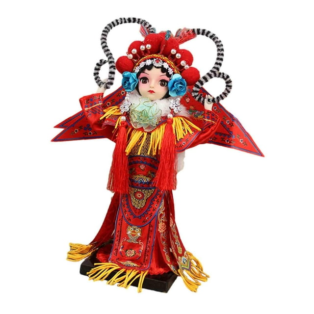 DOLITY Chinese Doll Statue Artwork Peking Opera Sculpture for Bookshelf Desk Office Mu Guiying