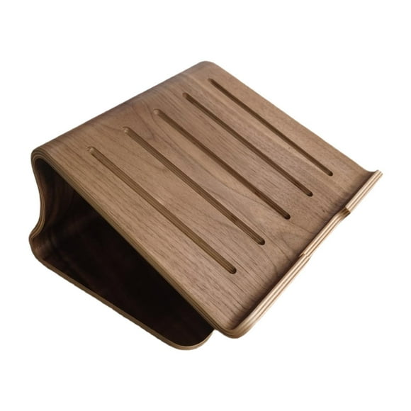 Soporte de madera para portátil, soporte para tableta de escritorio, estante de disipación de calor, antideslizante. Marrón