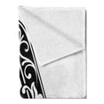 thumbnail image 2 of Letter a Soft Flannel Fleece Blanket, Abstract Design Early Medieval Period Soft Curved Lines Dark Contrasting Colors, Cozy Plush for Indoor and Outdoor Use, 60" x 80", Black White, by Ambesonne, 2 of 5