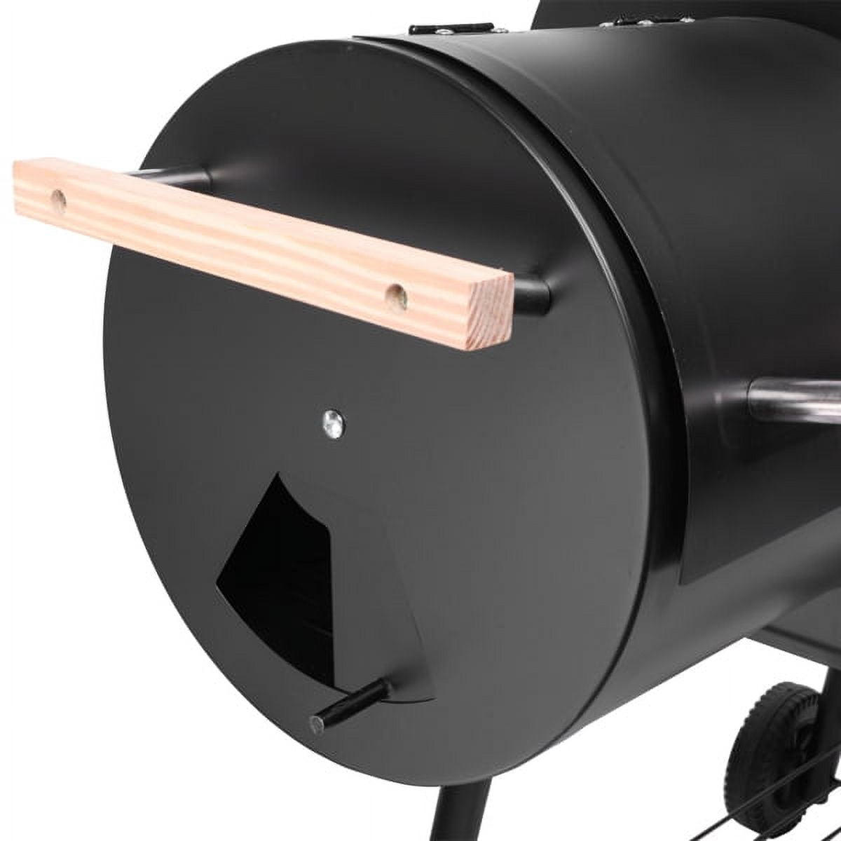 Aiying Charcoal Barrel Grill with Offset Smoker and Wheels