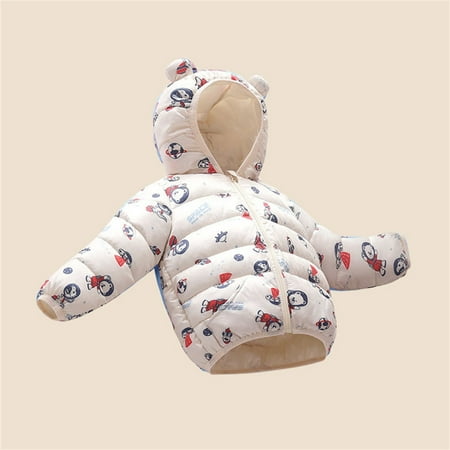

WZHKSN Sweater For Child Toddler Kids Baby Boys Girls Winter Warm Jacket Outerwear Cartoon Letter Bear Ears Hooded Padded Outwear Coat
