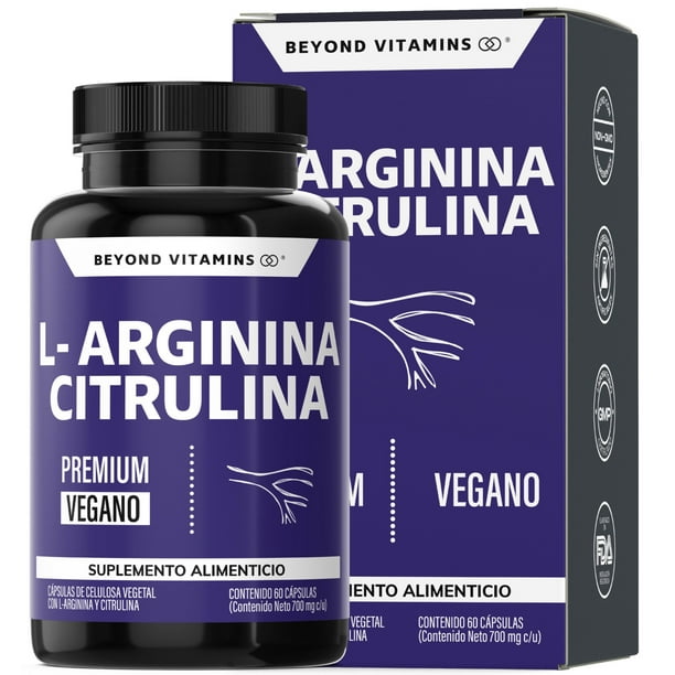 L - Arginina 1000mg + Citrulina + Beta Alanina + Cafeína (de Guaraná) | Aminoácido Esencial + Citrulina Como Precursor De Óxido Nítrico - Pre Entreno- Pre Workout - Vitaminas Mujer / Hombre - 60 Cáps