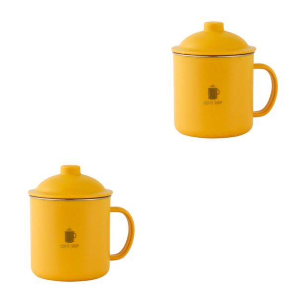 Billuyoard Taza de acero inoxidable de repuesto, 300ml, estilo Simple, a prueba de golpes, de doble capa, para el hogar, oficina, dormitorio, taza Amarillo 2piezas