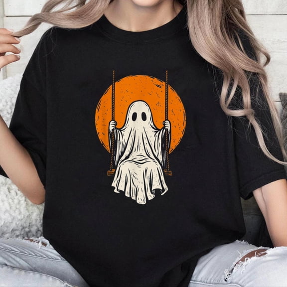 100% Cotton Unisex Retro Vintage Ghost Swing Halloween Costume Men Women T-Shirt