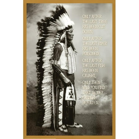 Native American Rock Art - Chief White Cloud (Native American Wisdom) Art Poster Print Poster - 24x36