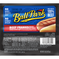 Ball Park® Beef Hot Dogs, Original Length, 8 Count
