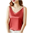thumbnail image 3 of Women's Silk Satin Camisole V Neck Tank Top Cami Silky Basic Tank Shirt Blouses Dressy Work Office Blouse, 3 of 5