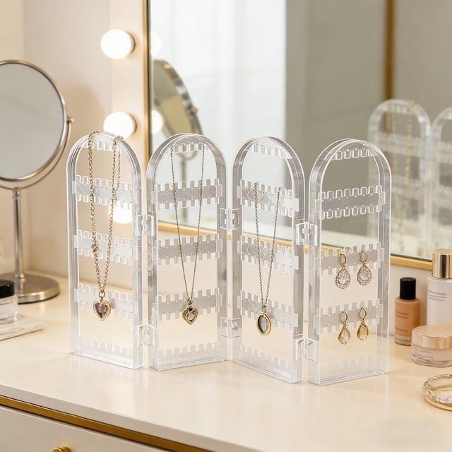 Dvkptbk Foldable Earring Organizer Screen Necklace Rack Dressing Tabletop Jewelry Display Storage Rack home decor