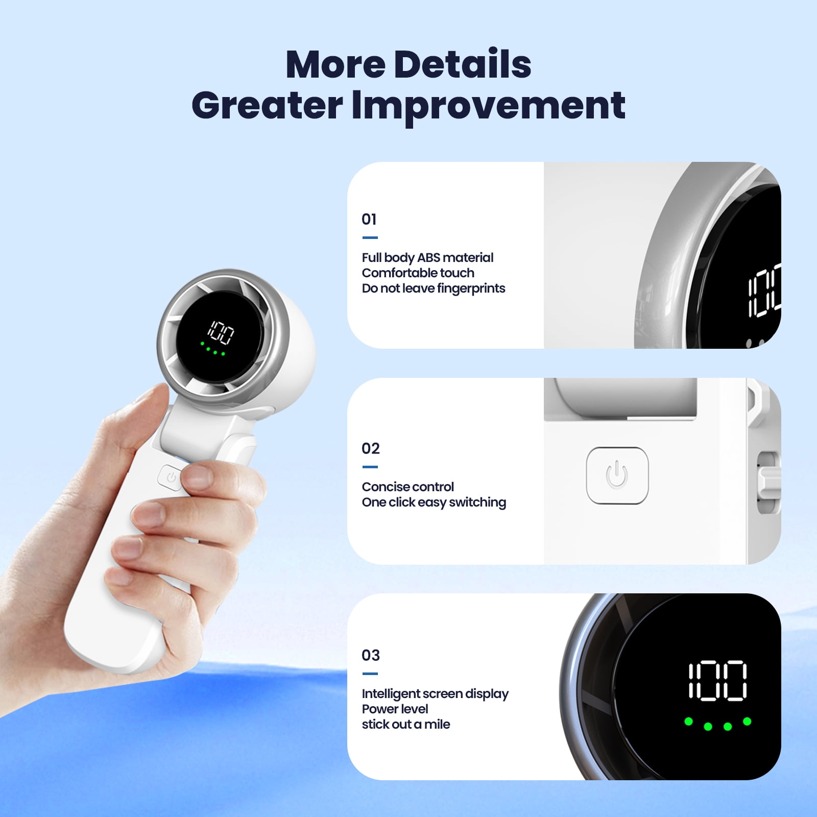 ATUPEN Portable Fan, Mini Handheld Fan with 100 Speeds Air Turbo Personal Fan for Indoor Outdoor Travel