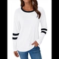 thumbnail image 2 of Camisetas de Larga para Mujer, Camisetas Casuales con Cuello Redondo y Bloques de Color, Ropa de Moda de Otoño, Conjuntos Modernos XL, 2 of 8