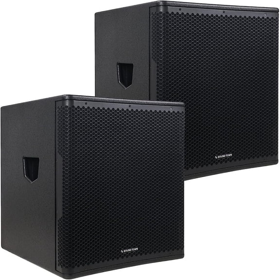 Sound Town METIS Series Pair of 2400 Watts 18" Powered PA/DJ Subwoofer with Class-D Amplifier, Plywood, Black (METIS-PRO18AS-PAIR)