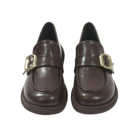 

Colisha Ladies Loafers Comfort Flats Slip On Casual Shoes Party Fashion Leather Shoe Non-Slip Brown 5.5