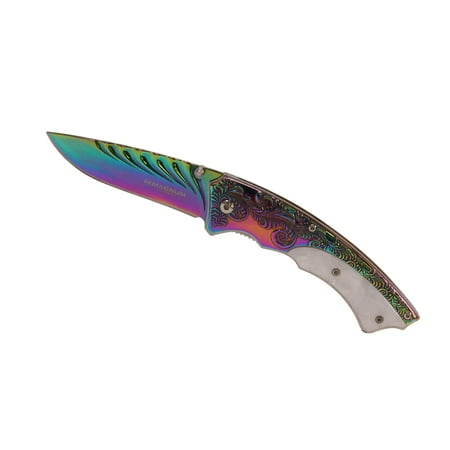Handle Stainless Steel Liner Lock - Boker Knives Magnum Folding Knife Pearl Rainbow, 3.30