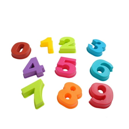 

10pcs Number Silicone Molds Cake Decorating Tools Bakeware Cupcake Dessert Chocolate Fondant Mold (Random Color)