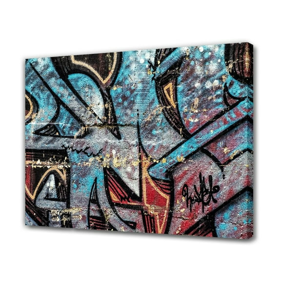 Blue And Red Graffiti Wall Decor Background Abstract Canvas Poster Bedroom Decor Sports Landscape Office Room Decor Gift,Frame-style,20x30inch(50x75cm)