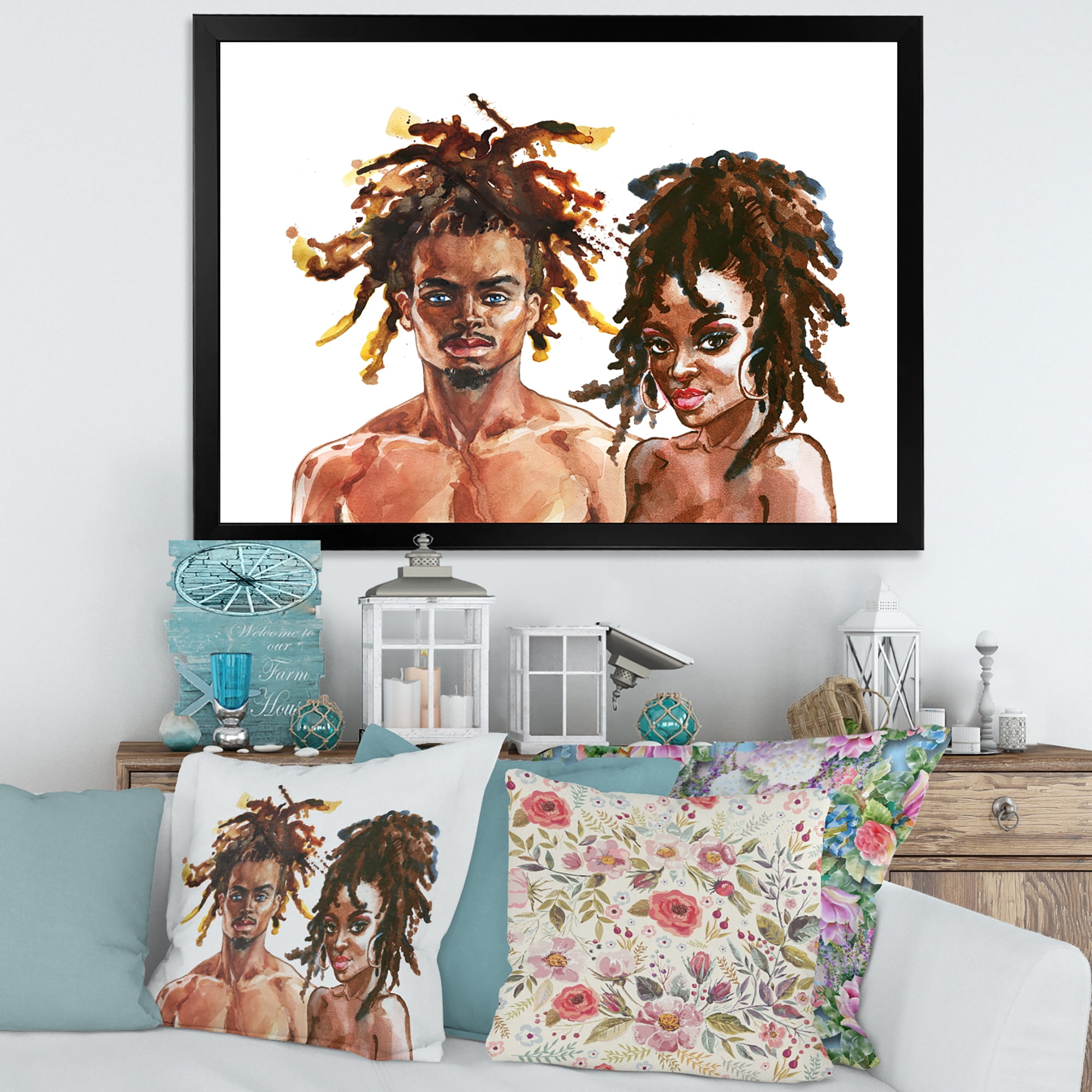 Designart 'Portrait of African American Couple' Modern Framed Art Print