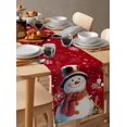 thumbnail image 6 of Red Snowman Christmas Burlap-Cotton Table Runner 108 Inches Long,Berry Snowflake Xmas Farmhouse Table Runners,Outdoor Dining Tablecloths Decor for Baby Shower/Party/Wedding 13x108, 6 of 9