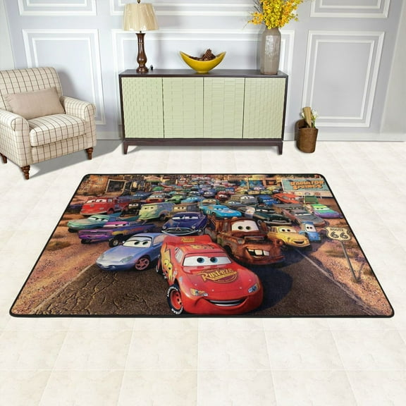 Cartoon Lightning Mcqueen Rugs Washable Cover Floor Rug Carpets Bathroom Decorations For Kitchen Bedroom Indoor Outdoor 36"X24"