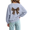 thumbnail image 7 of Fall Hoodless Sweatshirts for Girl Loose Leopard Bow Printed Long Sleeve Crew Neck Solid Color Fashion Casual Pullover Tops Gray 01 1-2 Years, 7 of 7