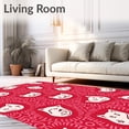 thumbnail image 2 of ODIKA 8'x10' Machine Washable Non-Slip Area Rug, Whimsical Jungle Cat Character Art with Abstract Animal Inspired Design High Traffic Rug, Red, 724815, 2 of 7