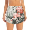 thumbnail image 2 of Gukieu Tropical With Flamingos Print Women's Sports Shorts with Drawstring Elastic Waistband for Running, Yoga, Fitness-Medium, 2 of 7