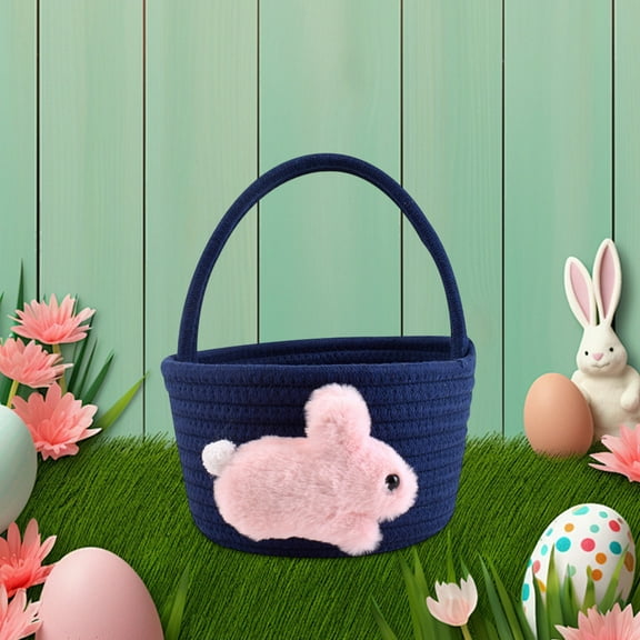 Honeeladyy Easter Gifts Baskets for Kids, Black Large Personalized Baby Easter Basket with Handle, Empty Bunny Egg Basket, Woven Easter Gift Basket for Girls, Boys, Babies, Toddler, Infant