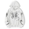 thumbnail image 2 of Luwomo Womens Jackets Y2K Butterfly Print Long Sleeve Drawstring Hooded Sweatshirt Zip Up Loose Fit Pullover Blouses White,2XL, 2 of 3
