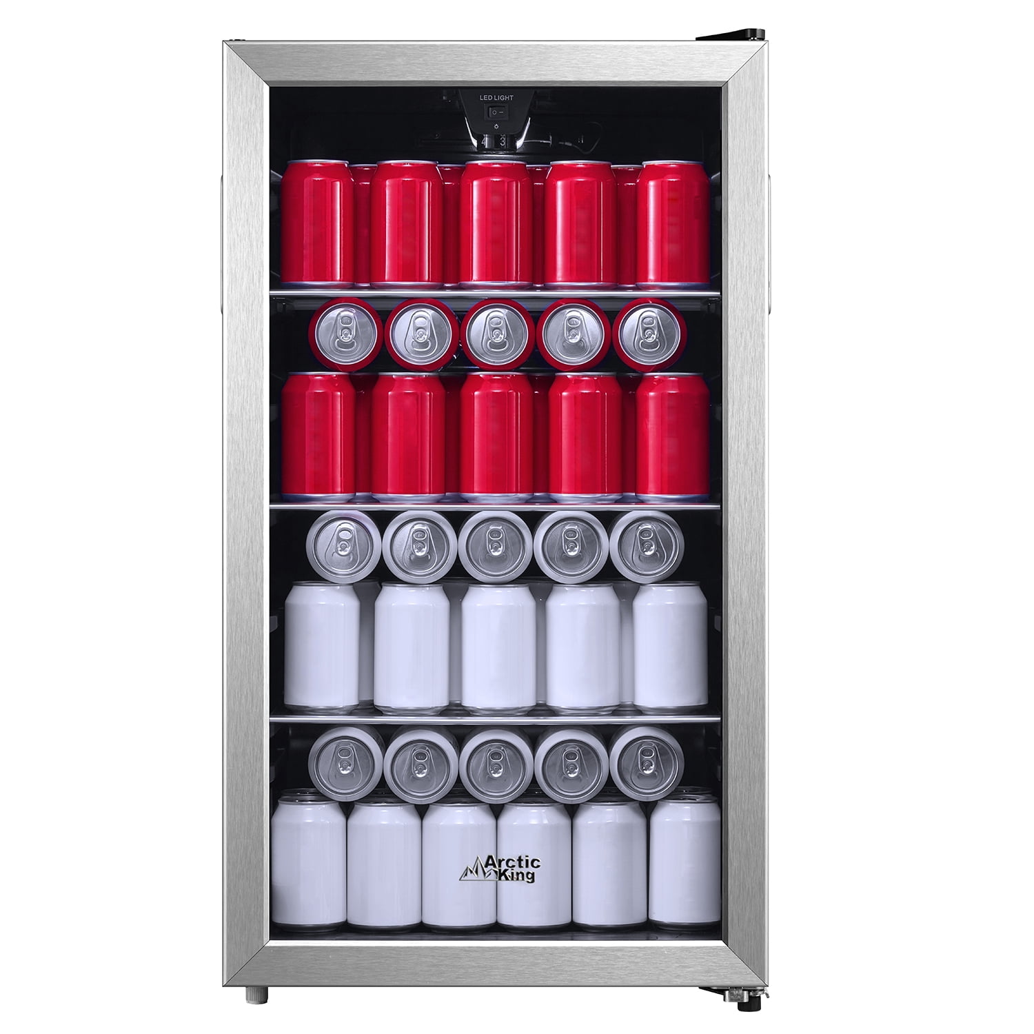 Arctic King 115-Can Beverage Fridge & Cooler, Stainless Steel Look