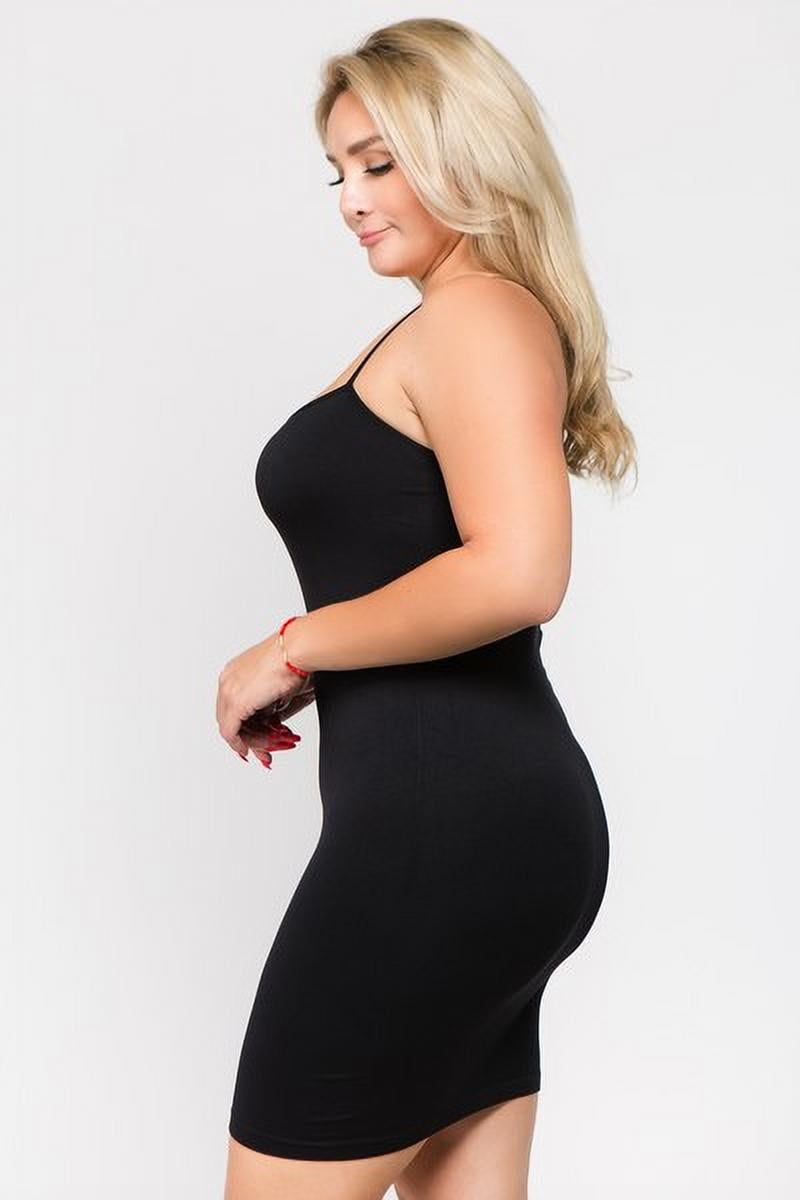 K-Cliffs Women's Seamless Spaghetti Strap Cami Slip Dress, One Plus Size