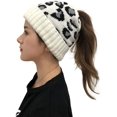 thumbnail image 3 of Bonnet à Queue de Cheval Femme Mode Hiver Chaud Léopard Crâne Désordonné Bonnet de Trou de Bun, 3 of 5