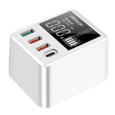QC3.0 Fast Charging USB C Charger 4 Ports Portable Phone Charger 30W 40W LCD Display