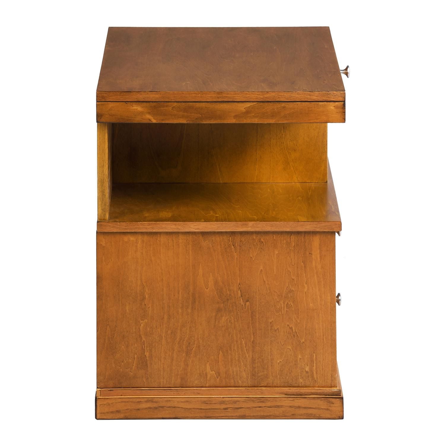 Homylin Wooden Nightstand with 2 Drawers and Open Shelf, 20" Sofa Side Table Extendable Top End Table Accent Table for Living Room, Bedroom, Small Spaces - Brown