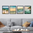 thumbnail image 3 of PixonSign Framed Wall Art Tropical Beach Palm Tree Sunset Ocean Oasis Prints, Set of 4 Sea Landscape Wall Decors, Nature Wall Décor, Adhesive Canvas Poster, Modern Home Artwork - 8"x10" Black, 3 of 5