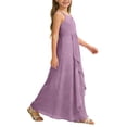 thumbnail image 3 of DuoJiaJ Robe Trapèze pour Fille Demoiselle d'Honneur Junior Robe Maxi Fluide en Mousseline Robe de Mariage Fête Concours Taille 3-4 Ans, 3 of 5