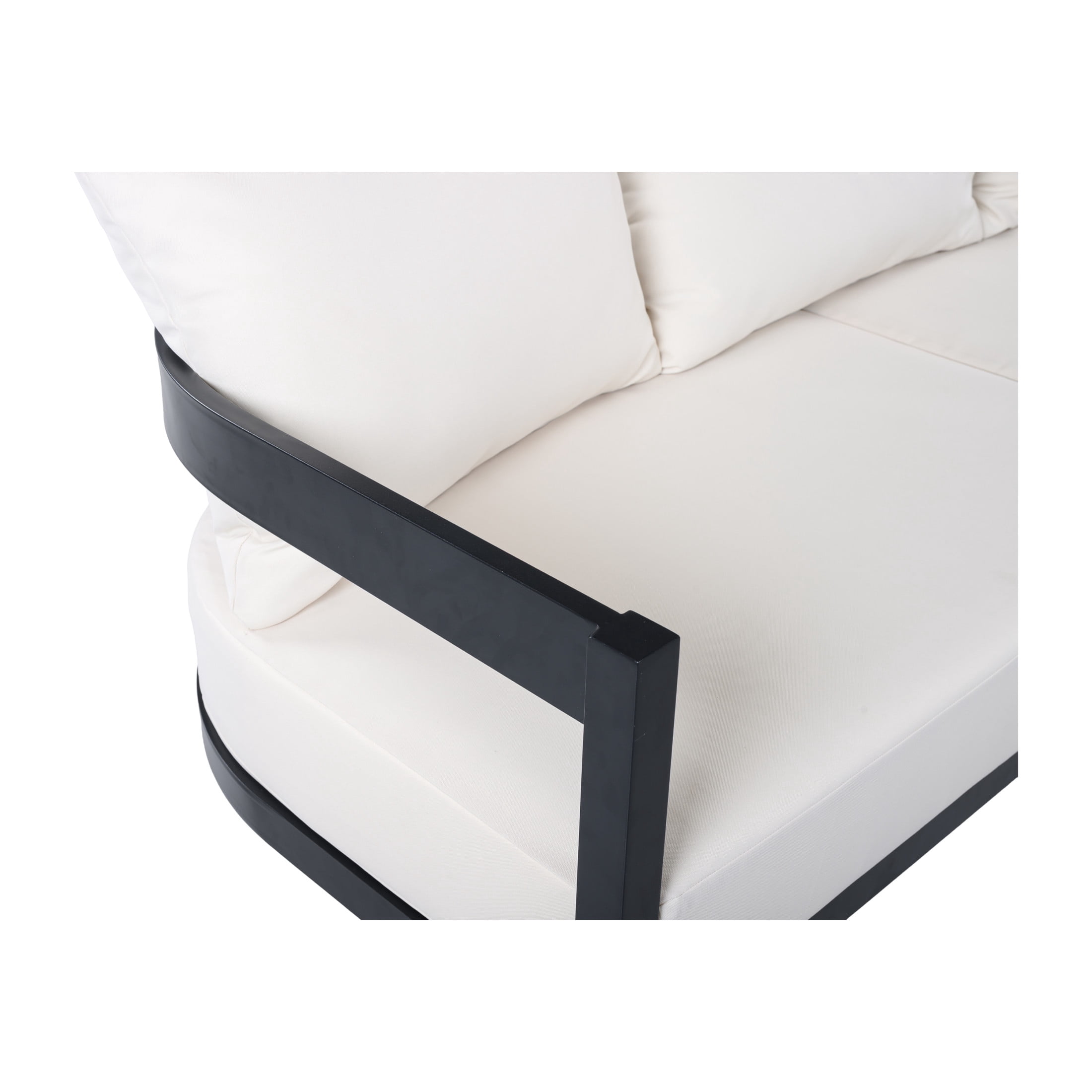 Christopher Knight Home Outdoor Aluminum 3-Seater Patio Sofa with Cushions, Black + White