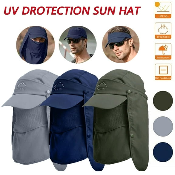 UV Protection Baseball Cap with Detachable Neck Flap, Sun Hat for Men Women, Fishing, Hiking, Golf, Breathable. (Gray)