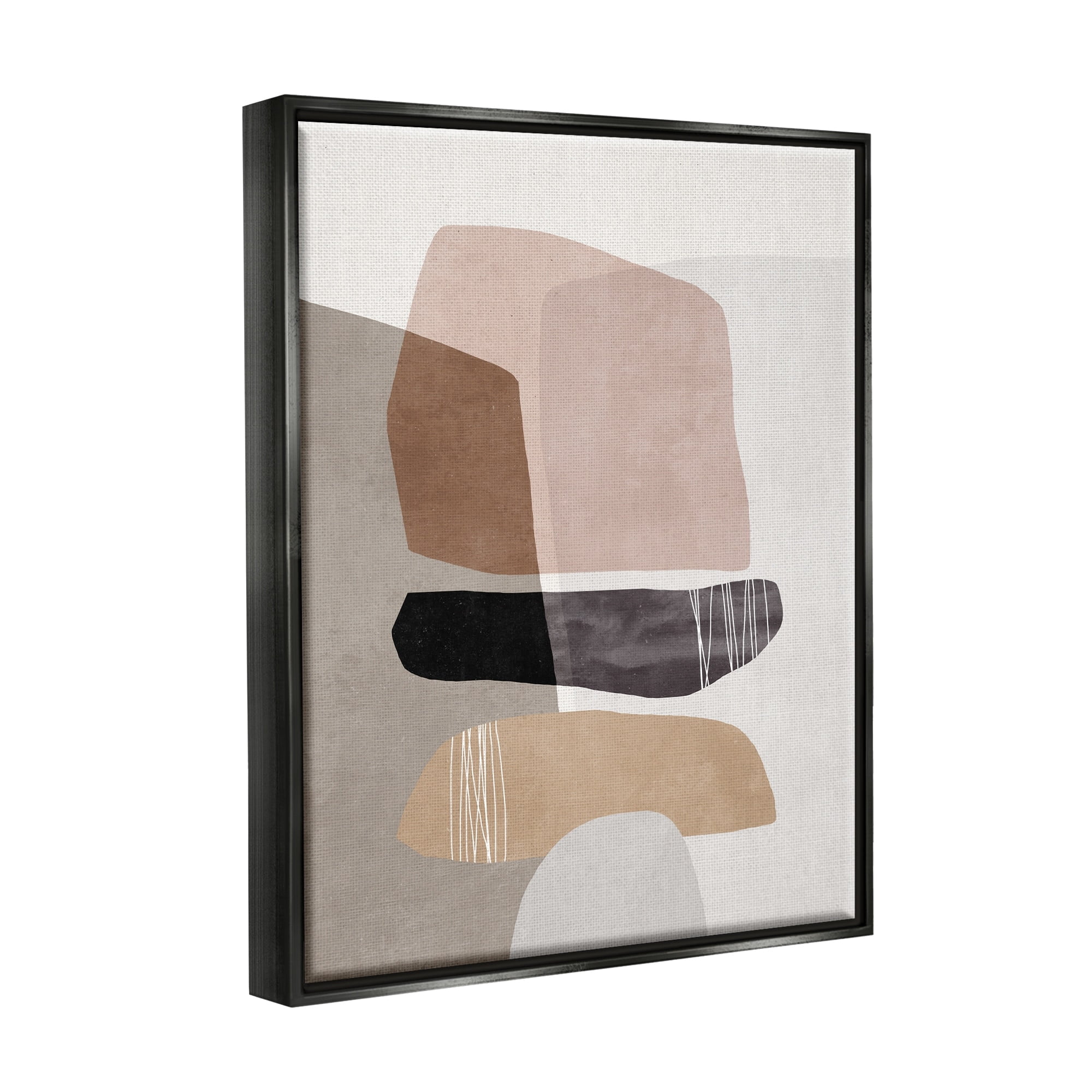 Stupell Industries Abstract Aztec Rock Stone Stack Sculpture Layered Forms Jet Black Framed Floating Canvas Wall Art, 24x30, by Nina Blue