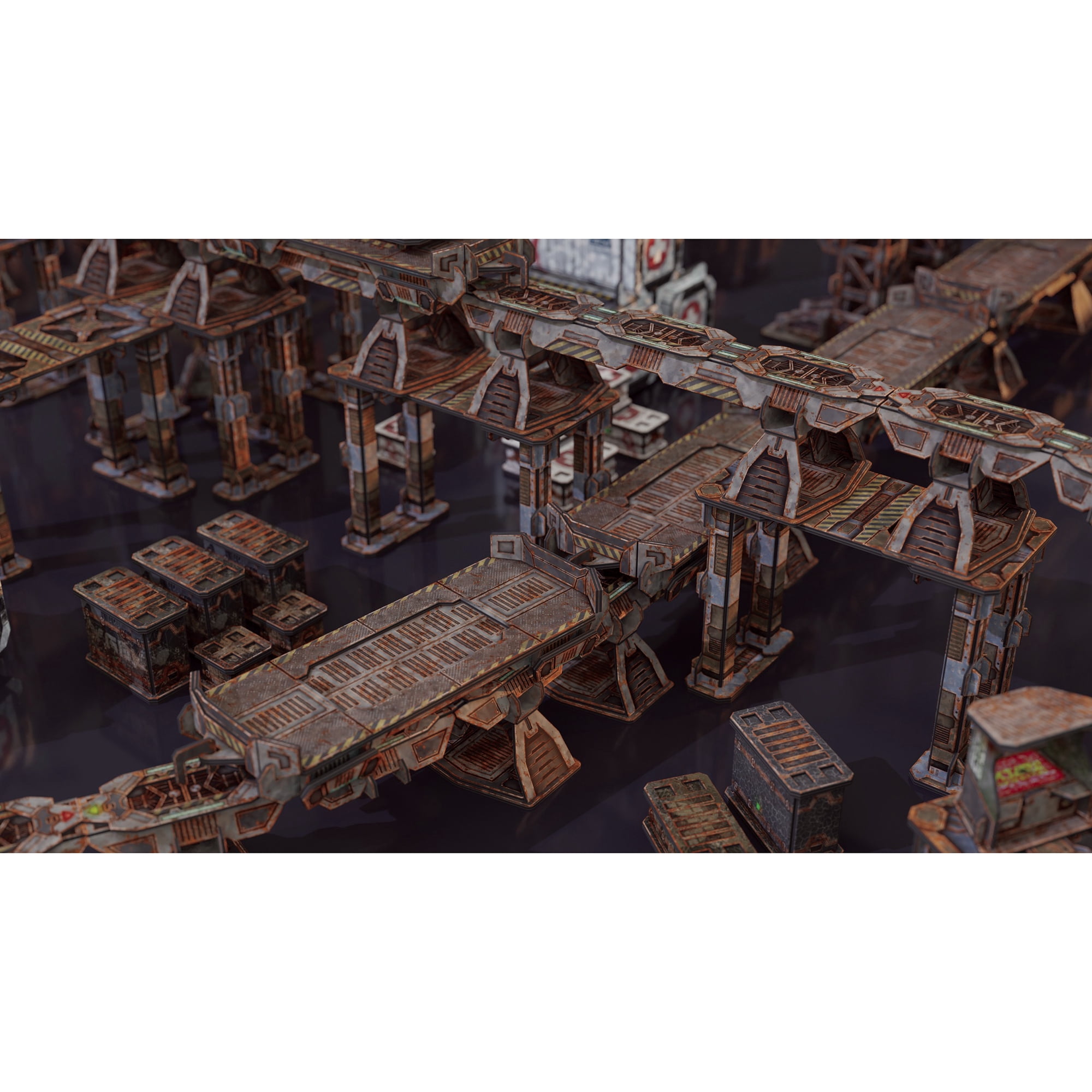 TinkerTurf Sci-Fi Terrain: MagLev Rail Add-On - Abandoned Theme