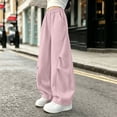 thumbnail image 3 of LIaqionyy Girls Sweatpants Wide Leg Elastic Waist Baggy Pants with Pockets Kids Solid Color Outdoor Pant Loungewear, 3 of 6