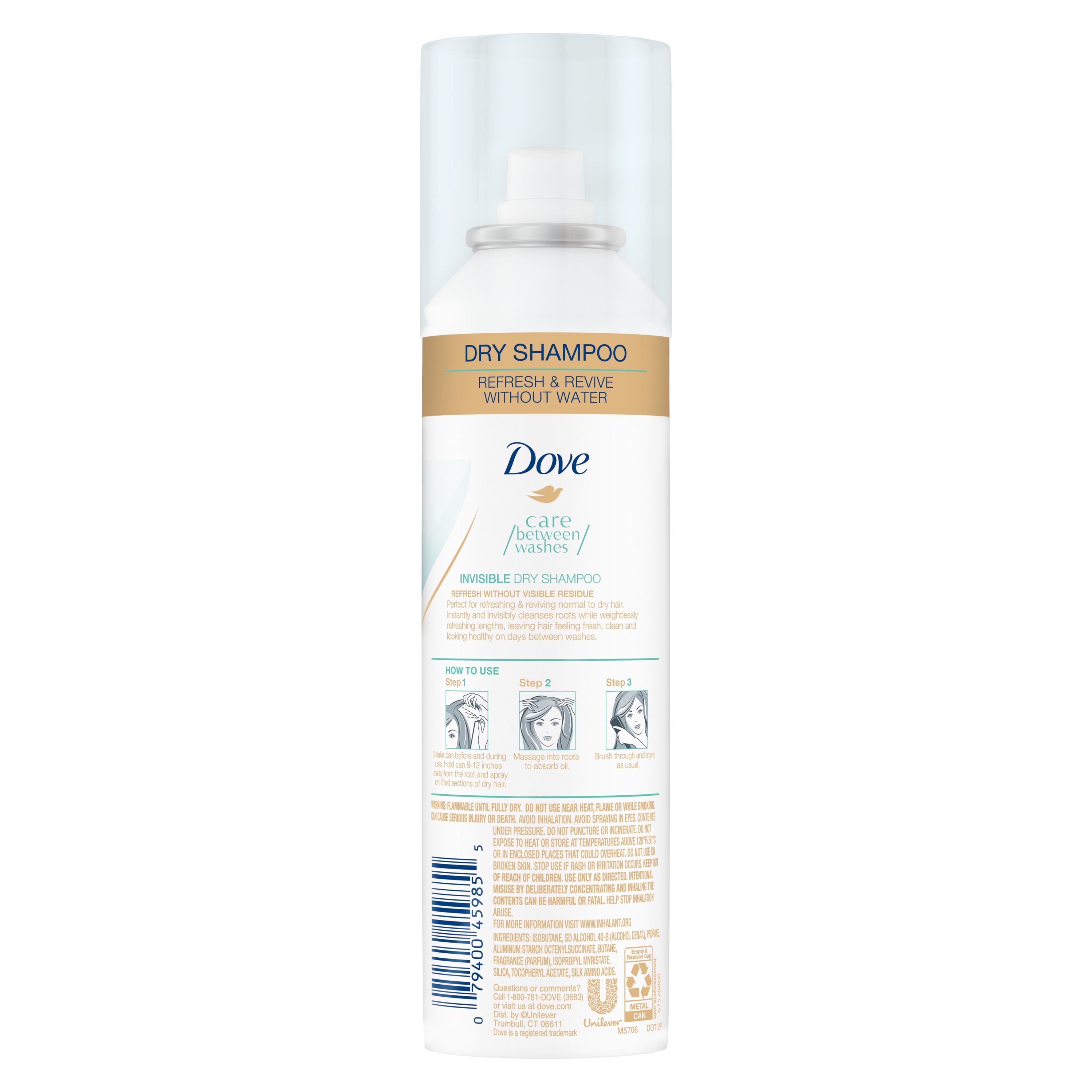 Dove Care Between Washes Dry Shampoo Invisible, 5 oz - image 2 of 10