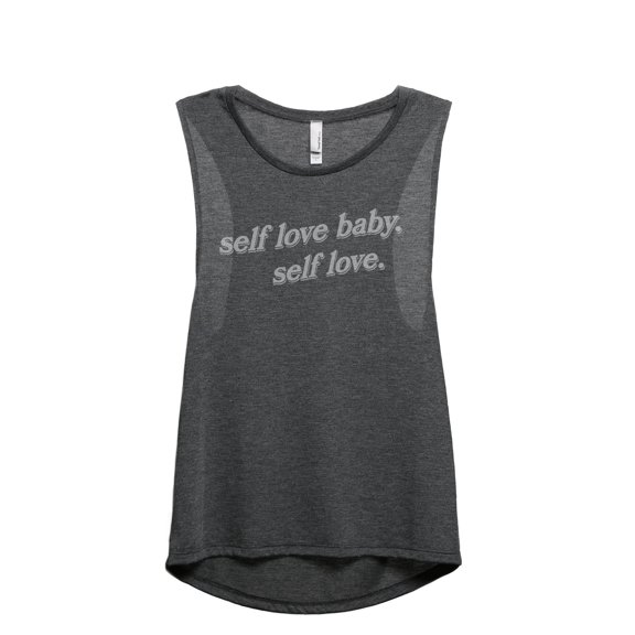 Self Love Baby Women's Fashion Sleeveless Muscle Workout Yoga Tank Top Charcoal Grey Large