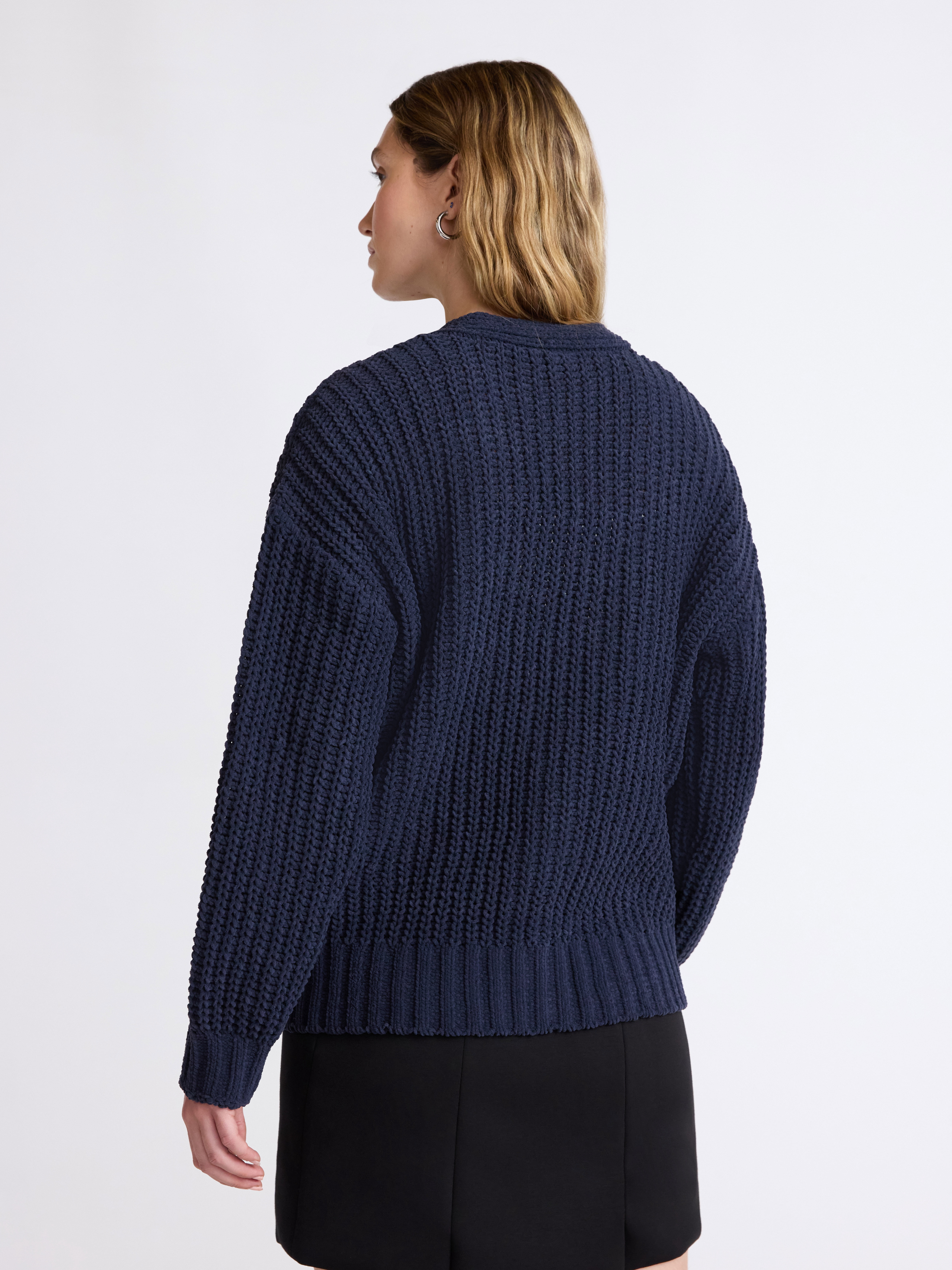 Scoop Women's Oversized Ribbed Cardigan Sweater, Midweight, Sizes XS-XXL